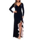 XSCAPE Velvet Ruffled-Slit Evening Gown